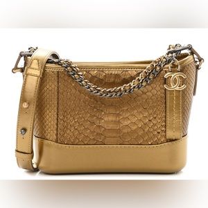 Chanel Gabrielle small Metallic Snakeskin hobo Gold